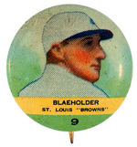 PR2 ORBIT GUM BASEBALL BUTTON #9 GEORGE "BLAEHOLDER" ST. LOUIS BROWNS FROM 1932-33 SET OF 117.