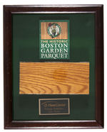 BOSTON CELTICS FRAMED "THE HISTORIC BOSTON GARDEN PARQUET" BASKETBALL COURT FLOOR DISPLAY.