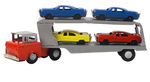 "AUTO CARRIER WITH FOUR CARS" BOXED FRICTION TRUCK.