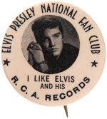 ELVIS PRESLEY’S FIRST NATIONAL FAN CLUB BUTTON FROM 1956.
