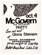 McGOVERN VILLAGE GATE CONCERT POSTER PLUS RALLY TO MEET GLORIA STEINEM.