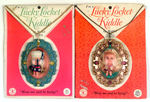 "LUCKY LOCKET KIDDLE"  PAIR ON CARDS.