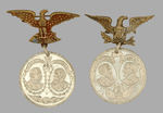 CLEVELAND AND HARRISON MATCHING 1888 MEDALS ON EAGLE HANGERS.