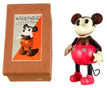 "RAMBLING MICKEY MOUSE" LARGE BOXED CELLULOID WINDUP TOY.