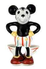 UNIQUELY POSED PROUD MICKEY FIRST SEEN 1930s GLAZED CERAMIC DOUBLE TOOTHBRUSH HOLDER.