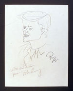 JOHN F. KENNEDY CARICATURE BY OSCAR BERGER, SIGNED BY BOTH MEN.