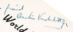 CORNELIUS VANDERBILT, JR. AUTOGRAPHED APPEARANCE SIGN C. 1940s.