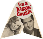 ELVIS RARE “KISSIN’ COUSIN” BUTTON WITH PAPER STREAMERS.