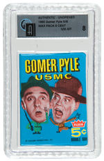 “GOMER PYLE” FLEER GUM CARD SET AND GRADED UNOPENED PACK.