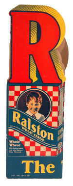 "RALSTON THE TOM MIX 'STRAIGHT SHOOTERS' CEREAL" DIE-CUT FOLDING LARGE STORE DISPLAY SIGN.