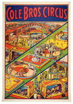 "COLE BROS. CIRCUS" SCENES ON LINEN-BACKED POSTER.