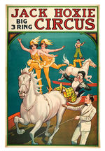 "JACK HOXIE CIRCUS" POSTER WITH CLOWNS/HORSES.