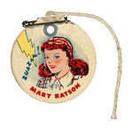 "OFFICIAL BADGE MARY MARVEL CLUB" CARDBOARD FLIP PIN.