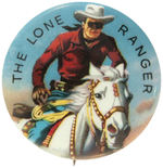 THE LONE RANGER GROUP OF TWO BUTTONS, TWO "DEPUTY" BADGES AND WWII TAB.