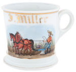 FARMER/PLOW WITH HORSE TEAM OCCUPATIONAL SHAVING MUG.