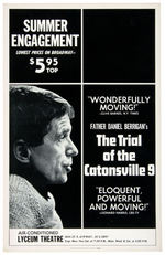 FATHER DANIEL BERRIGAN'S "TRIAL OF THE CATONSVILLE NINE" BROADWAY PLAY SIGN.