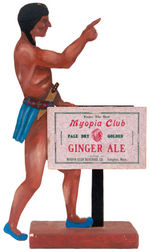 "MYOPIA CLUB PALE DRY GOLDEN GINGER ALE" LARGE STORE DISPLAY W/NATIVE AMERICAN FIGURE.