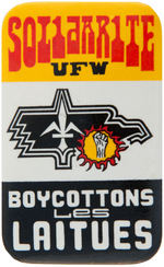 FARM WORKERS UNION BOYCOTT BUTTONS FOR GRAPES, RAISINS AND LETTUCE.