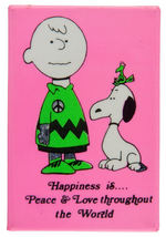 CLASSIC VIETNAM ANTI-WAR BUTTON PLUS CHARLIE BROWN & SNOOPY "PEACE" MIRROR.