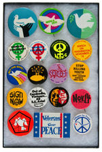 COLLECTION OF 18 ANTI-VIETNAM WAR BUTTONS.