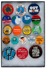 COLLECTION OF 19 ANTI-VIETNAM WAR BUTTONS.