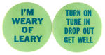 TIMOTHY LEARY/HIPPY/LSD QUARTET OF 1960s BUTTONS.