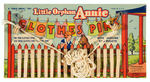 “LITTLE ORPHAN ANNIE CLOTHESPINS WITH WASHLINE AND PULLEYS” SCARCE VARIETY ON STORE CARD.