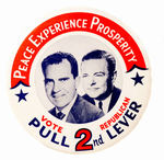 NIXON/LODGE "VOTE REPUBLICAN/PULL 2ND LEVER" BUTTON.