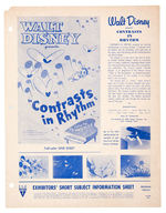 WALT DISNEY CARTOON "EXHIBITORS' SHORT SUBJECT INFORMATION SHEET" LOT.