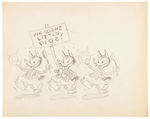 THREE LITTLE WOLVES PUBLICITY DRAWING ATTRIBUTED TO TOM WOOD.