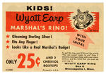 “MARSHAL WYATT EARP” INITIAL RING WITH MAILER AND COUPON.