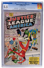 "JUSTICE LEAGUE OF AMERICA" #5 JUNE-JULY 1961 CGC 5.5 OFF-WHITE TO WHITE PAGES.