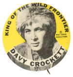 CLASSIC FESS PARKER AS “DAVY CROCKETT/KING OF THE WILD FRONTIER” BUTTON.