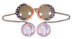 FORD FUNKY SUNGLASSES W/CHAIN TEMPLES AND PICTORIAL DANGLES.