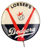 DODGERS RARE WWII "V" FOR VICTORY BUTTON.