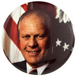 GERALD FORD 6" BUTTON FULL COLOR PORTRAIT BUTTON FOR 1976