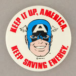 CAPT. AMERICA ENERGY CONSERVATION BUTTON.