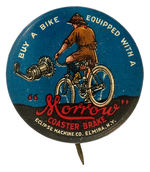 “MORROW COASTER BRAKE” SUPERB COLOR BUTTON SHOWING BOY SCOUT ON BICYCLE.