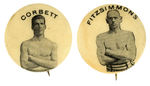 “CORBETT” AND “FITZSIMMONS” EARLY BOXING PAIR OF PREMIUM BUTTONS.