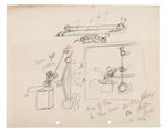 MICKEY MOUSE "JUNGLE RHYTHM" UNUSED GAG CONCEPT ART.