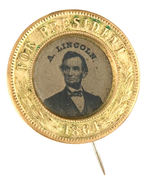 OUTSTANDING NEAR MINT FERROTYPE PIN-BACK "FOR PRESIDENT A. LINCOLN 1864."