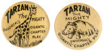 “TARZAN THE MIGHTY” PAIR OF 1928 UNIVERSAL MOVIE SERIAL BUTTONS.