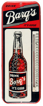 "BARQ'S" ROOT BEER LARGE TIN LITHO THERMOMETER.