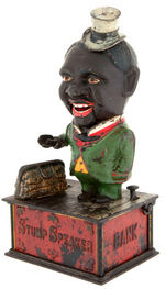 "STUMP SPEAKER" BLACK FACE VARIETY 1880s CAST IRON MECHANICAL BANK.