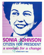 CITIZENS PARTY THREE POSTERS 1980-84 INCLUDING SONIA JOHNSON AUTOGRAPH.