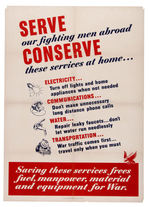 WORLD WAR II HOMEFRONT CONSERVATION LINEN-MOUNTED POSTER TRIO.