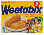 ENGLISH CEREAL WEETABIX BOX WITH BATMAN MASK TRIO.