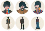 BEATLES GROUP OF SIX YELLOW SUB BUTTONS WITH KFS COPYRIGHT 1968.