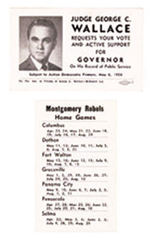 GEORGE WALLACE FOR GOVERNOR 1958 PRIMARY CAMPAIGN CARD.