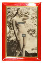 CELLULOID-COVERED PLAQUES FEATURING PHOTOS OF NUDE FEMALE MODELS.